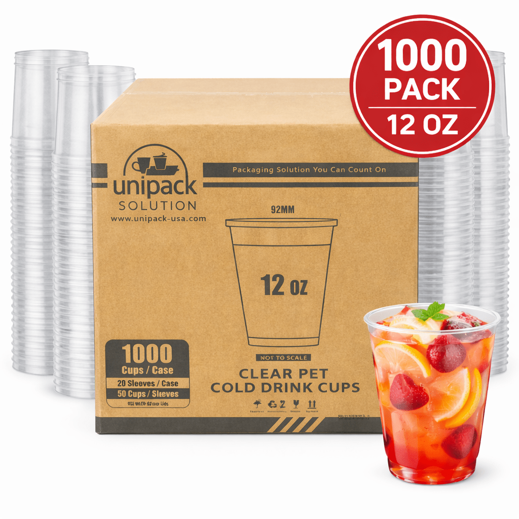 12oz 92mm Rim Clear PET Disposable Cold Cup Lids -1000 Count