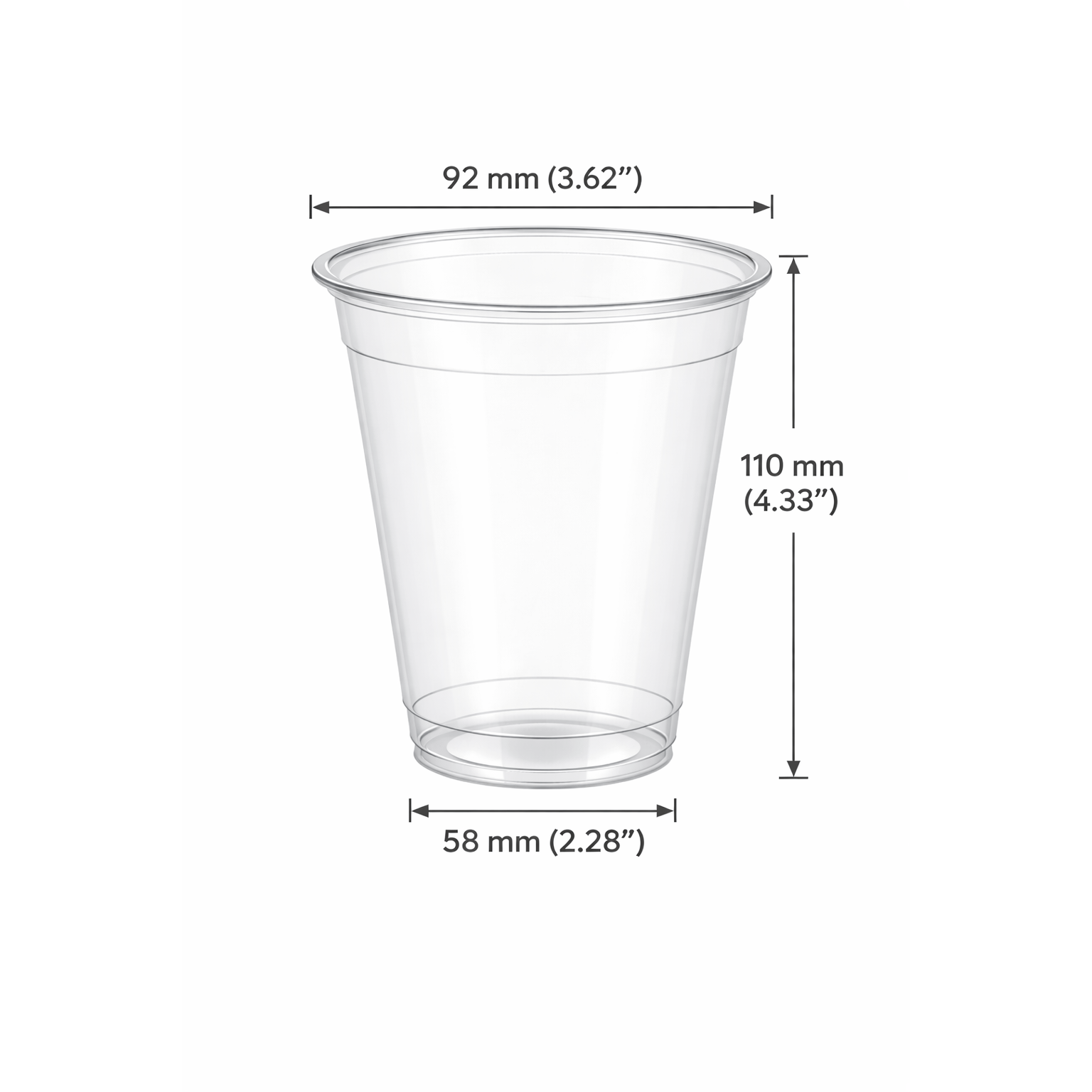 12oz 92mm Rim Clear PET Disposable Cold Cup Lids -1000 Count