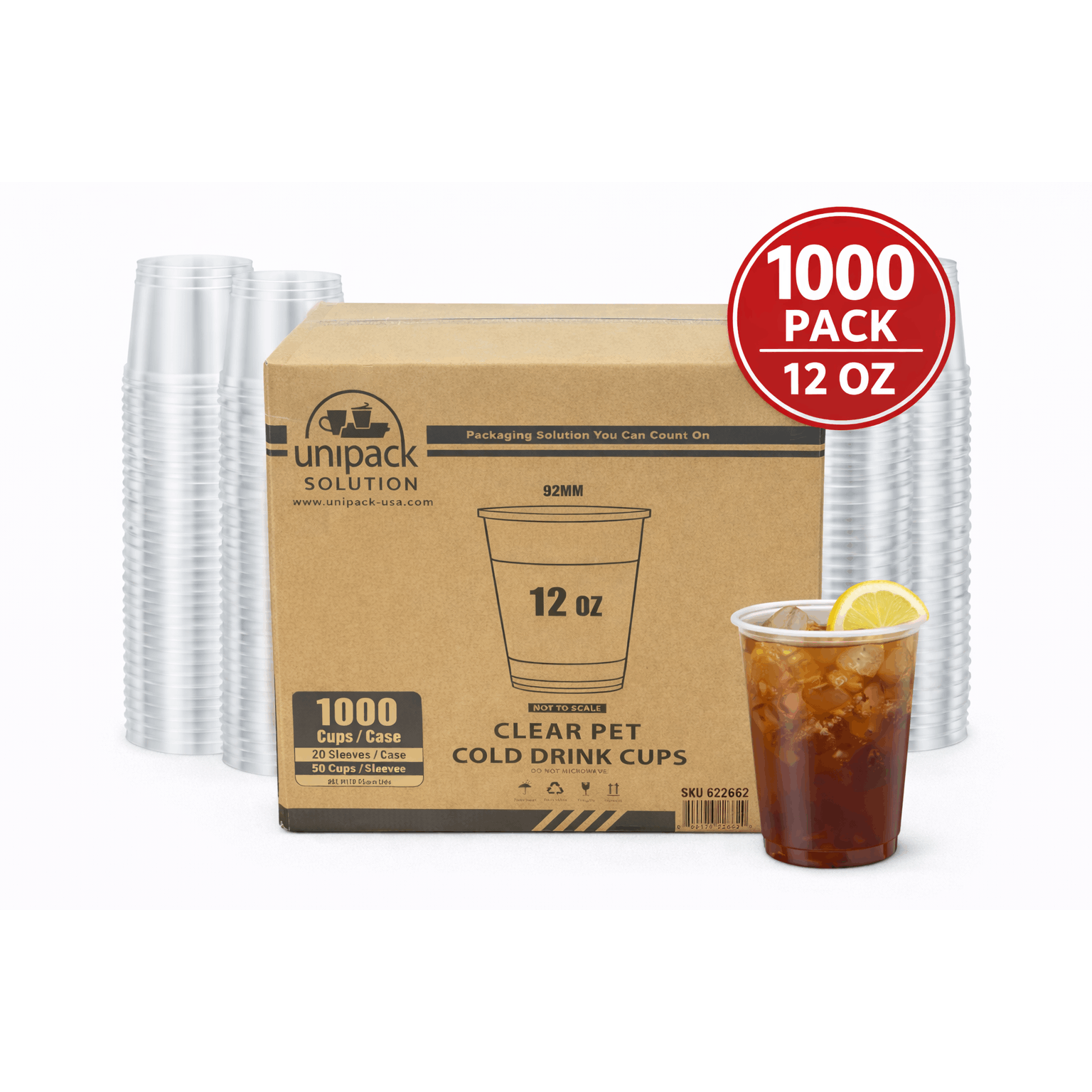 12oz 98mm Rim Clear PET Disposable Cold Cup Lids -1000 Count