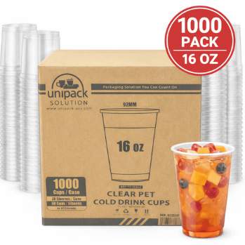 16oz 92mm Rim Clear PET Disposable Cold Cup Lids -1000 Count