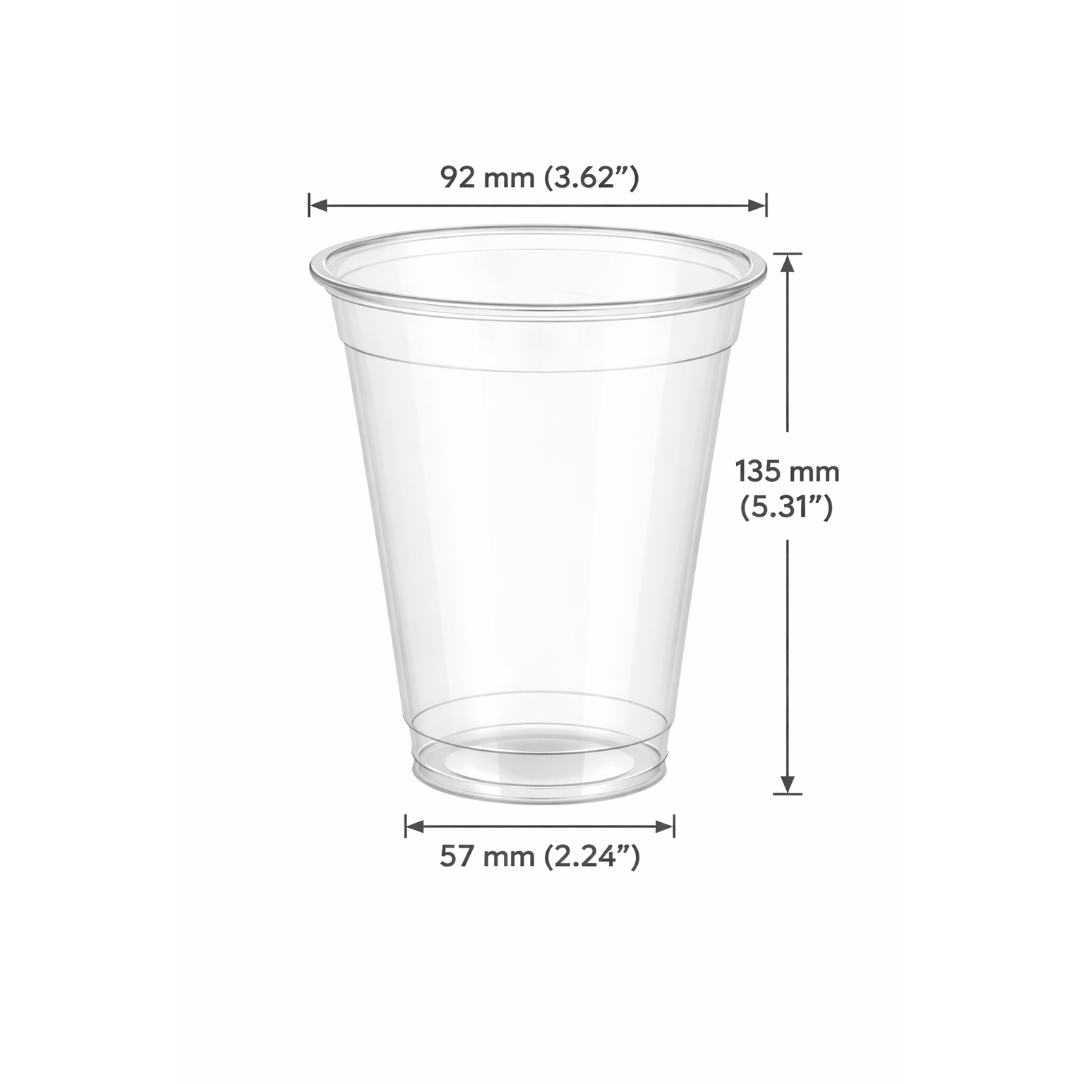 16oz 92mm Rim Clear PET Disposable Cold Cup Lids -1000 Count