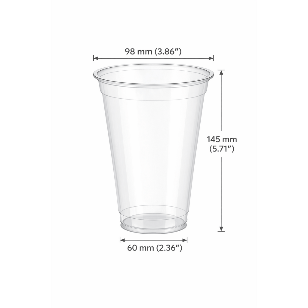 20oz 98mm Rim Clear PET Disposable Cold Cup  -1000 Count