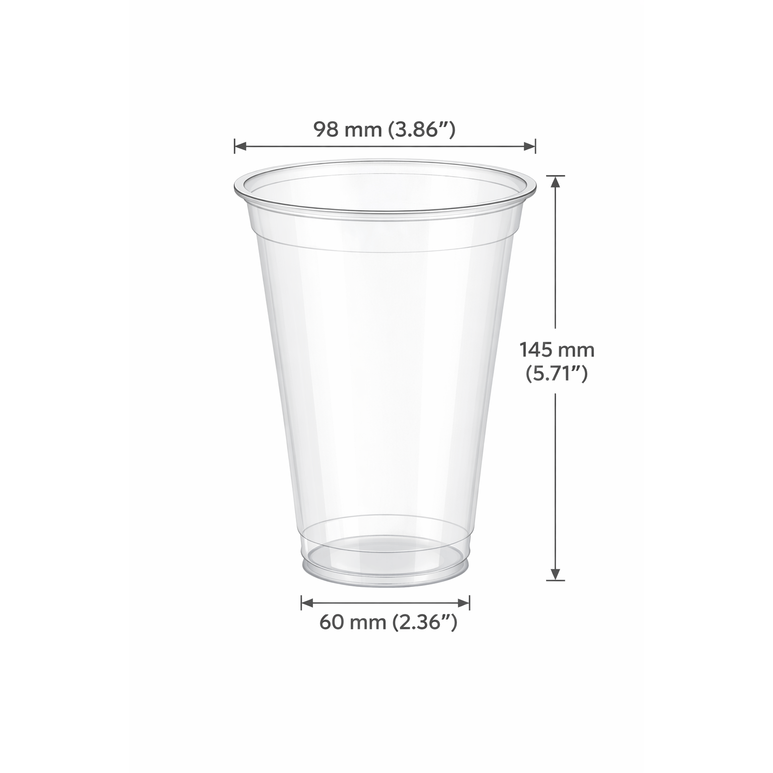 20oz 98mm Rim Clear PET Disposable Cold Cup  -1000 Count