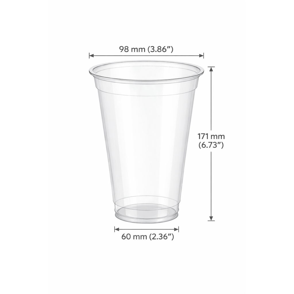 24oz 98mm Rim Clear PET Disposable Cold Cup Lids -1000 Count