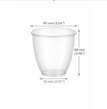 360ml 90mm Rim Clear U-Shape PET Disposable Cold Cup Lids - 1000 Count