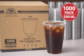 500ml 90mm Rim Clear U-Shape PET Disposable Cold Cup Lids - 1000 Count