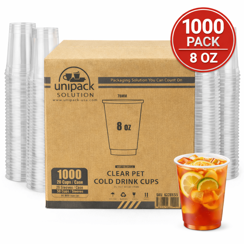 8oz 78mm Rim Clear PET Disposable Cold Cup Lids -1000 Count
