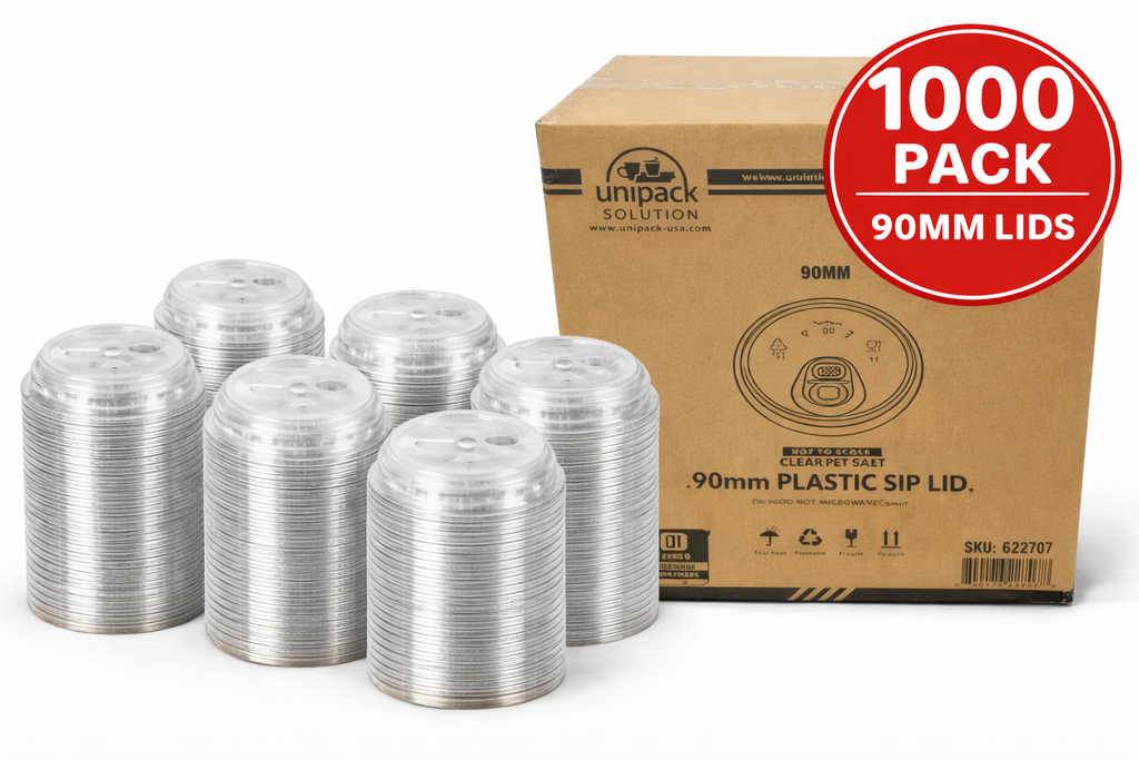 90mm Sip Clear PET Disposable Cold Cup Lids - 1000 Count