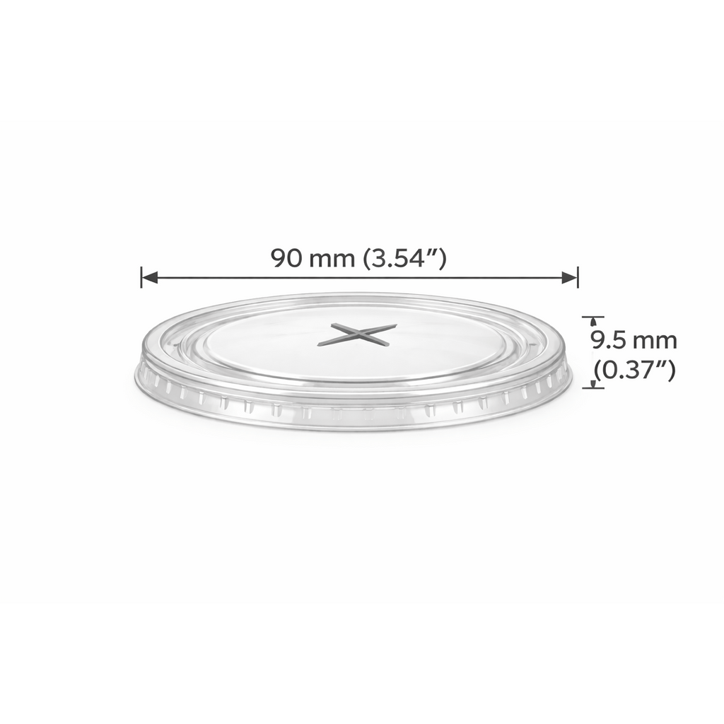 90mm Flat Clear PET Disposable Cold Cup Lids - 1000 Count