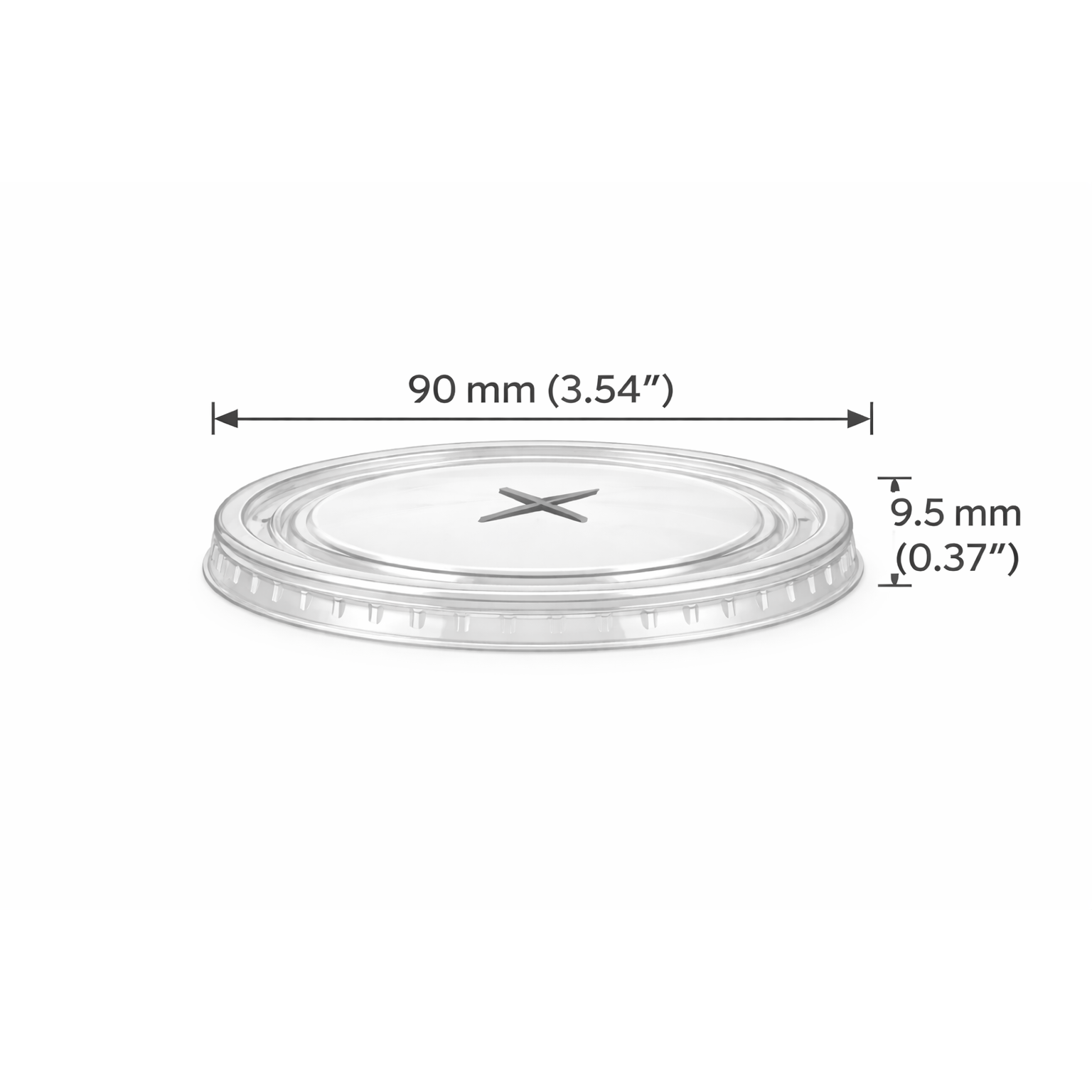 90mm Flat Clear PET Disposable Cold Cup Lids - 1000 Count