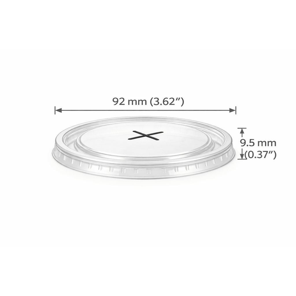 92mm Flat Clear PET Disposable Cold Cup Lids - 1000 Count