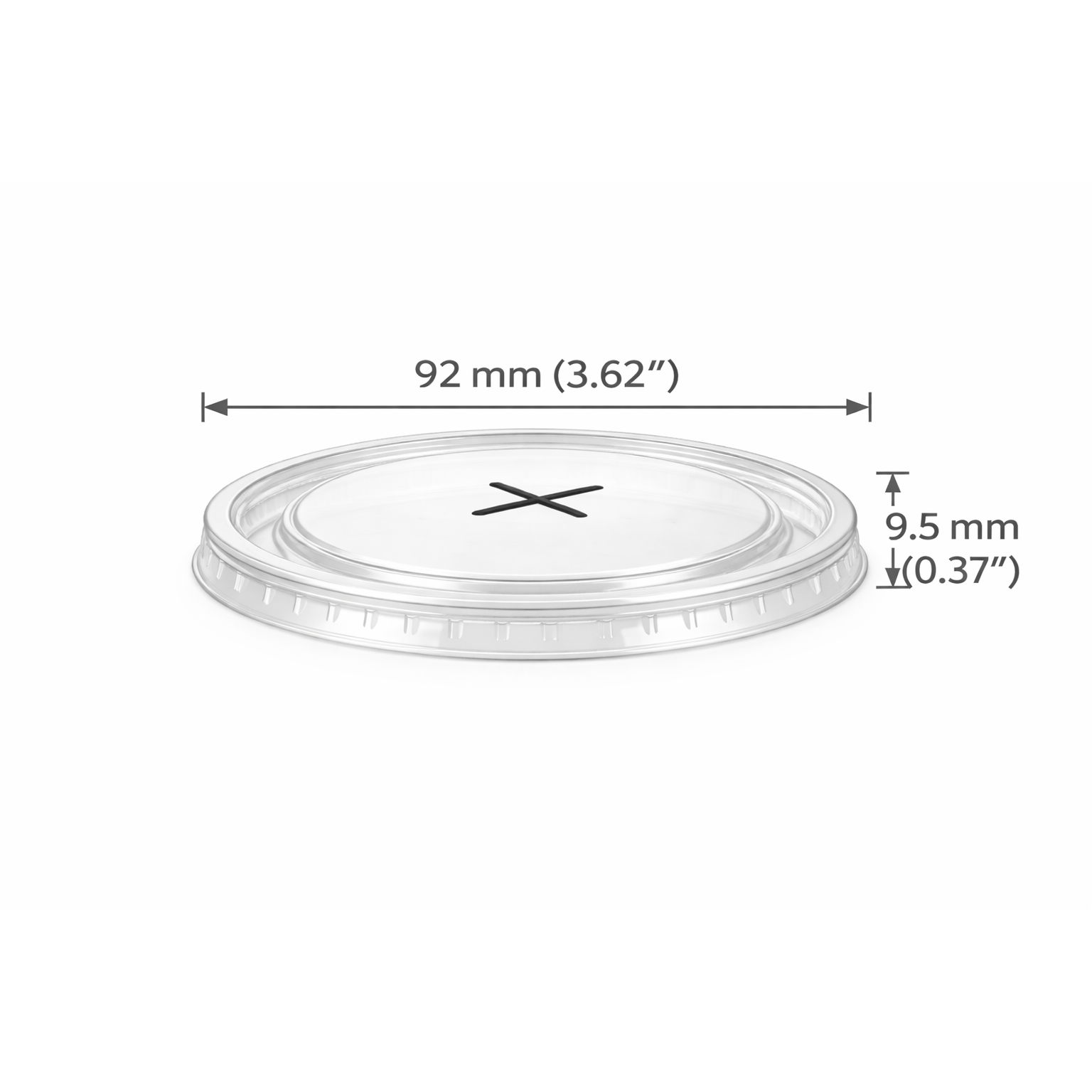 92mm Flat Clear PET Disposable Cold Cup Lids - 1000 Count