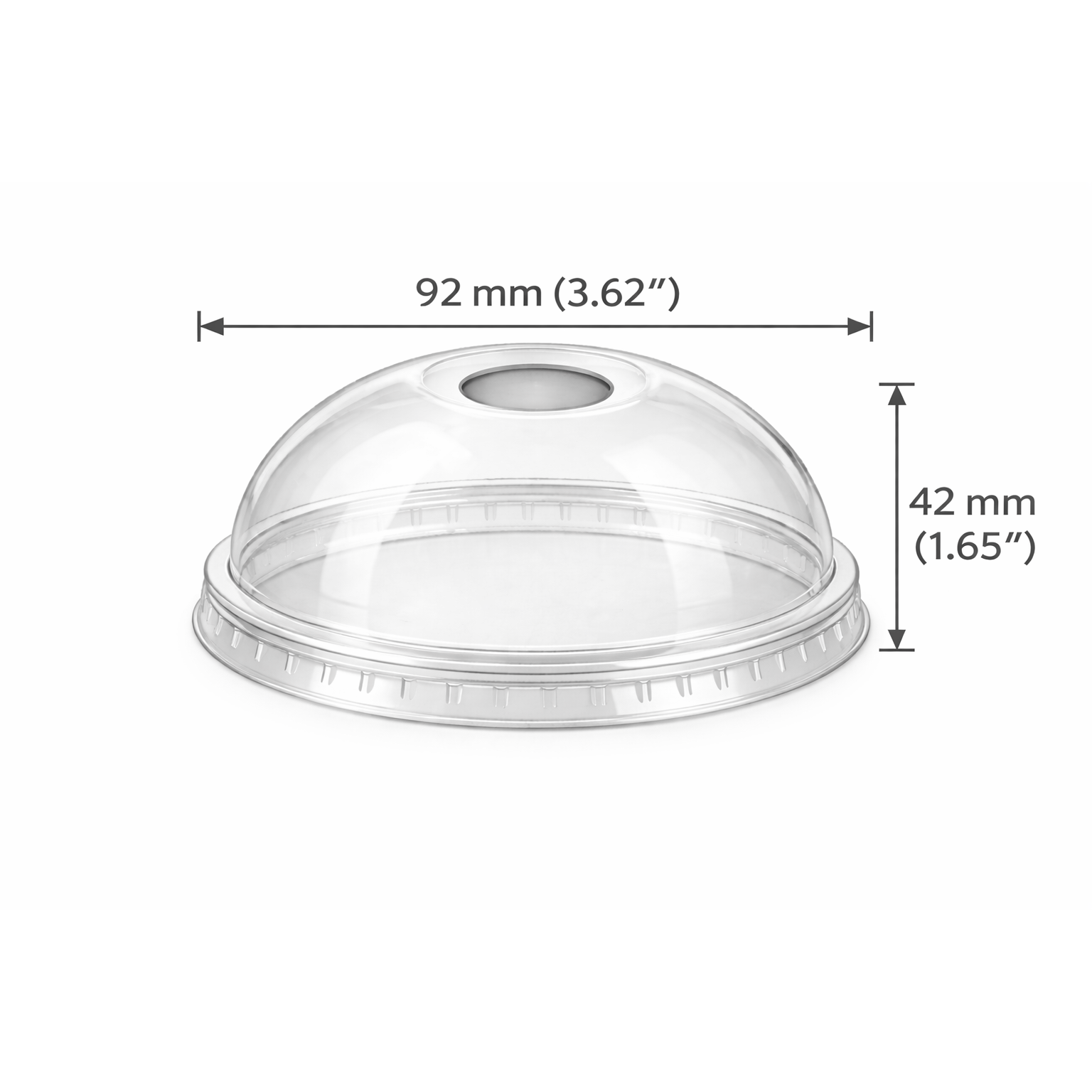 92mm Dome Clear PET Disposable Cold Cup Lids - 1000 Count