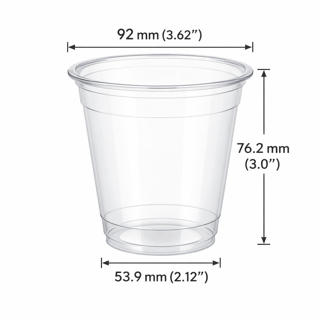 9oz 92mm Rim Clear PET Disposable Cold Cup Lids - 1000 Count
