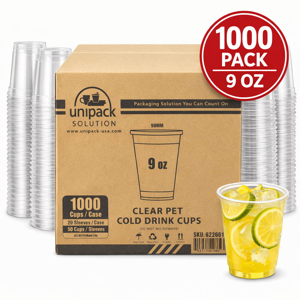 9oz 98mm Rim Clear PET Disposable Cold Cup Lids -1000 Count